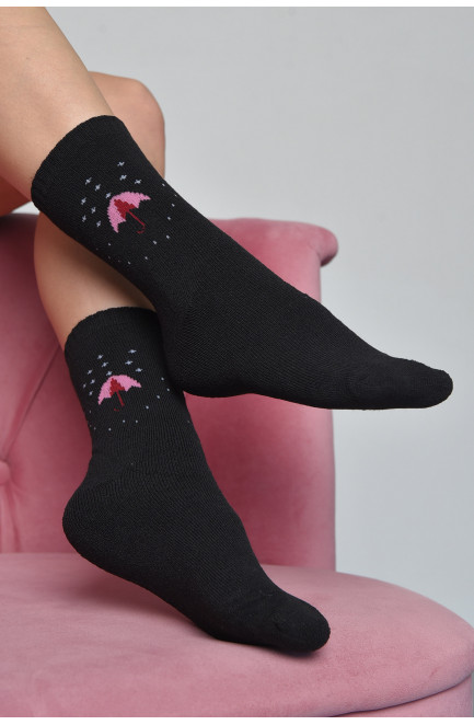 Шкарпетки махрові жіночі чорного кольору розмір 37-42 168026L