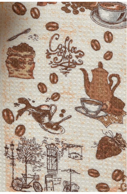 Полотенце кухонное вафельное бежевого цвета 168202L