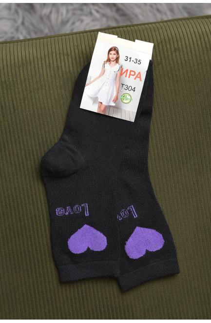 Шкарпетки для дівчинки чорного кольору з малюнком 168274L