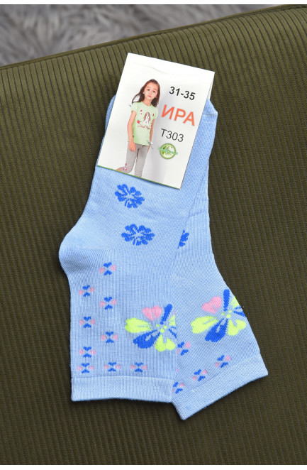 Шкарпетки для дівчинки блакитного кольору з малюнком 168280L