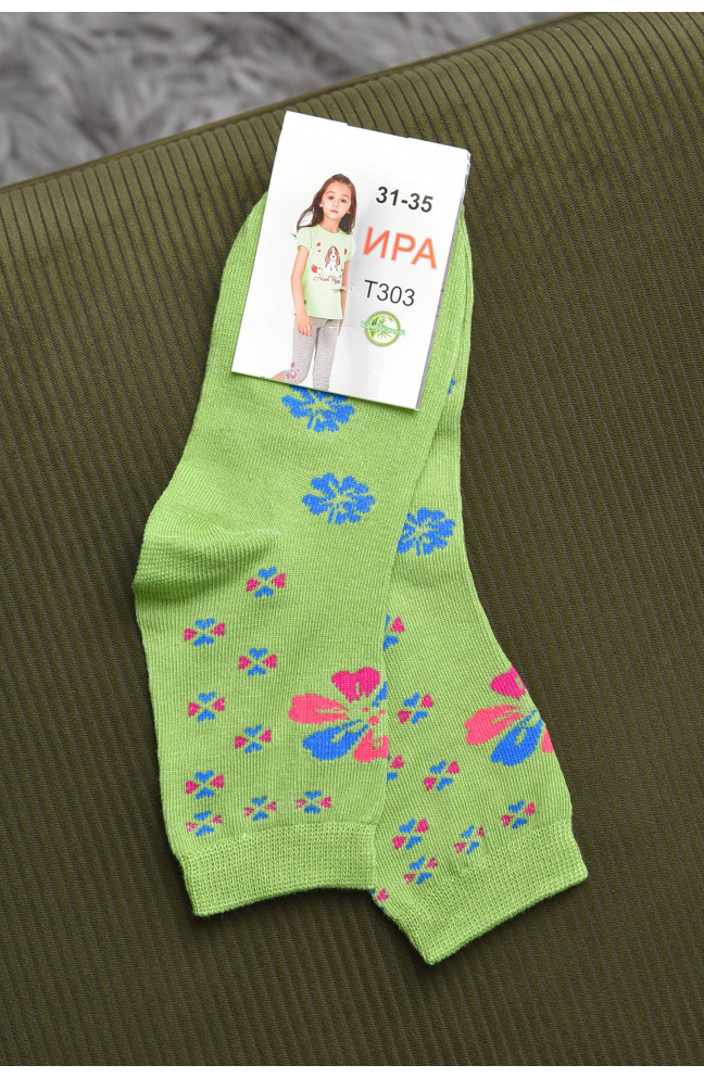 Носки для девочки зеленого цвета с рисунком 168281L