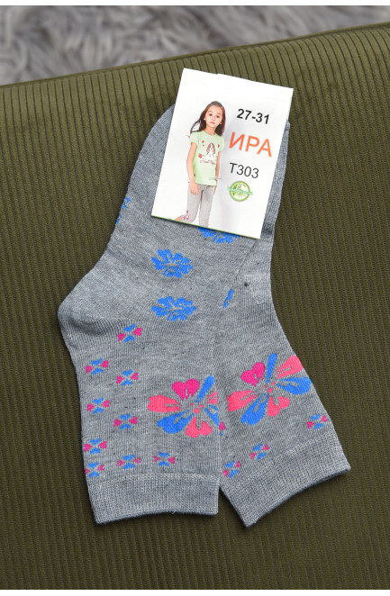 Шкарпетки для дівчинки сірого кольору з малюнком 168283L