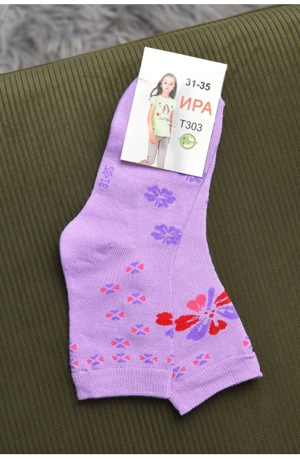 Шкарпетки для дівчинки бузкового кольору з малюнком 168284L