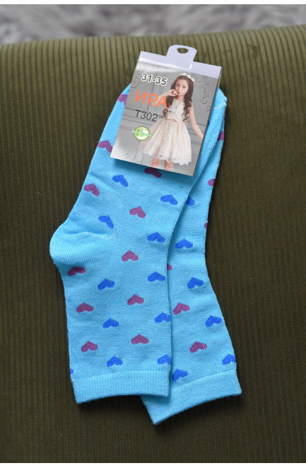 Шкарпетки для дівчинки бірюзового кольору з малюнком 168377L