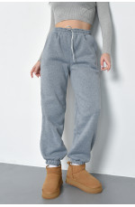Спортивные штаны женские на флисе серого цвета 168399L