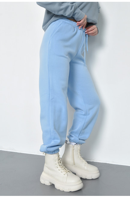 Спортивні штани жіночі на флісі блакитного кольору 168400L