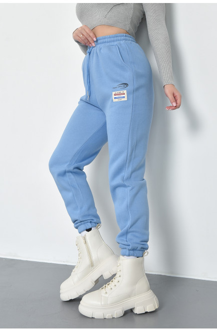 Спортивные штаны женские на флисе голубого цвета 168420L