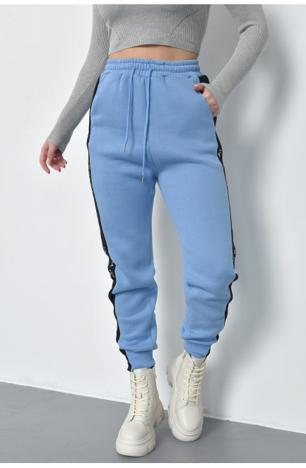 Спортивні штани жіночі на флісі блакитного кольору 168430L