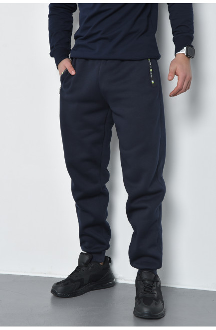 Спортивные штаны мужские на флисе темно-синего цвета 168439L