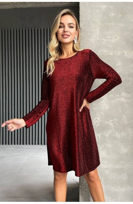 Женское вечерние платье люрекс бордового цвета 42-44 168490L