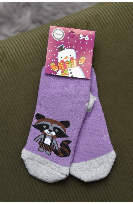 Носки детские махровые фиолетового цвета с рисунком 168523L