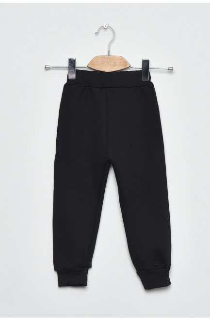 Спортивні штани дитячі для хлопчика на флісі чорного кольору 168538L