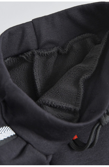 Спортивные штаны детские для мальчика на флисе черного цвета 168538L