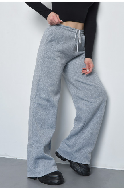 Спортивные штаны женские на флисе серого цвета 168621L