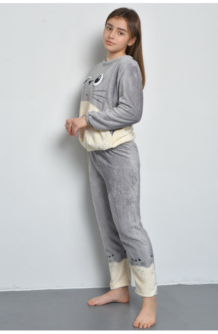 Піжама дітяча для підлітка плюшева сірого кольору 168636L