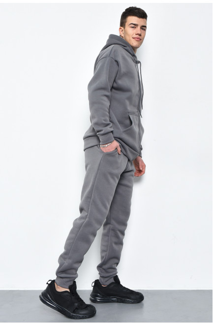 Спортивный костюм мужской на флисе серого цвета 168645L