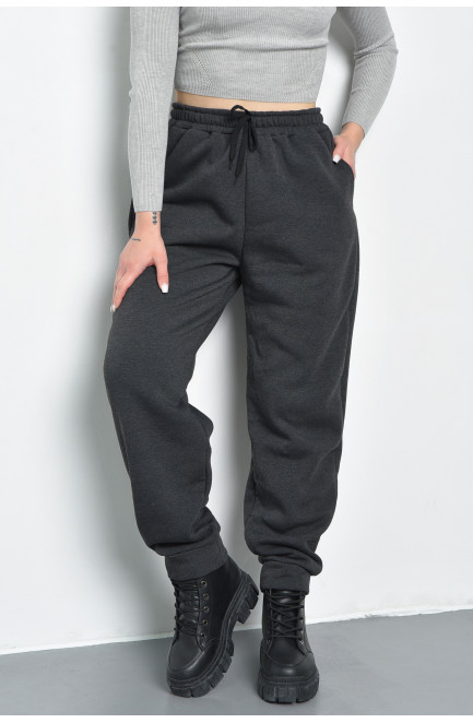 Спортивные штаны женские на флисе серого цвета 168651L