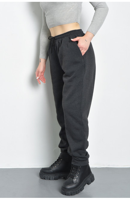 Спортивні штани жіночі на флісі сірого кольору 168651L