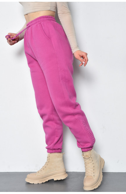 Спортивные штаны женские на флисе малинового цвета 168667L