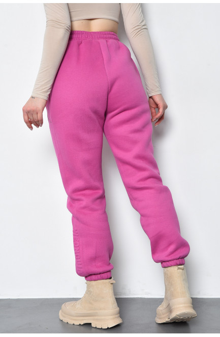 Спортивные штаны женские на флисе малинового цвета 168667L