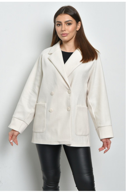 Пальто женское кашемировое молочного цвета 168690L