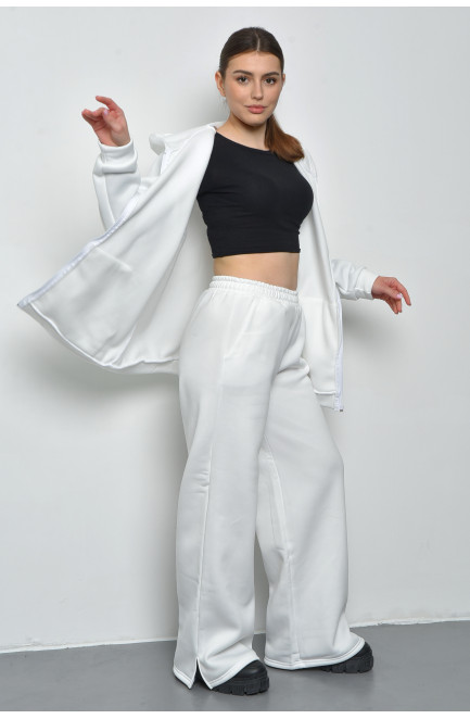 Спортивний костюм жіночий на флісі білого кольору 168785L