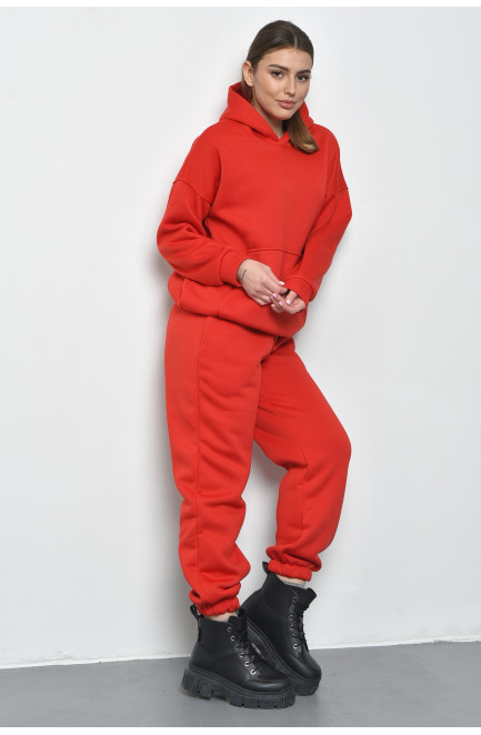 Спортивний костюм жіночий на флісі червоного кольору 168792L