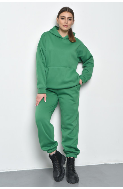 Спортивний костюм жіночий на флісі зеленого кольору 168794L