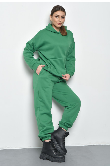 Спортивний костюм жіночий на флісі зеленого кольору 168794L