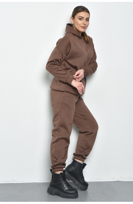 Спортивний костюм жіночий на флісі коричневого кольору 168804L