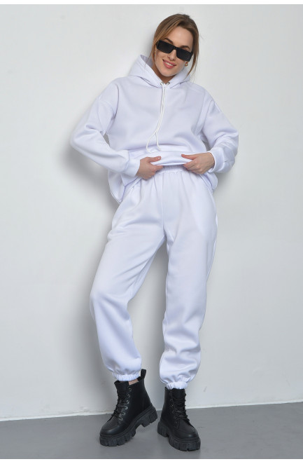 Спортивный костюм женский на флисе белого цвета 168867L