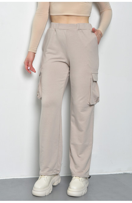 Спортивні штани жіночі світло-бежевого кольору 168880L