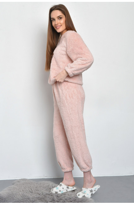 Пижама женская махровая розового цвета 168938L
