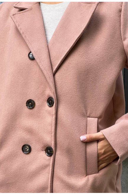 Жіночее кашемірове пальто пудрового кольору розмір 42-46 168971L