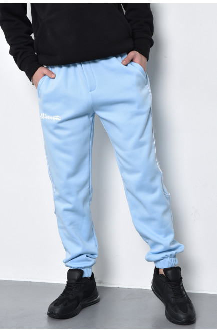 Спортивні штани чоловічі на флісі  блакитного кольору 168975L