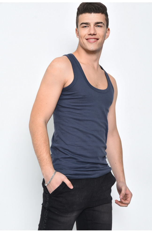 Майка мужская однотонная синего цвета 169014L