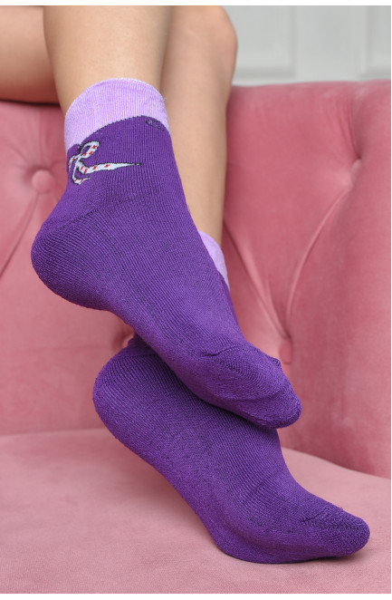 Шкарпетки махрові жіночі медичні без гумки фіолетового кольору розмір 36-41 169090L