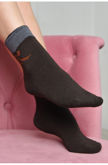 Шкарпетки махрові жіночі медичні без гумки коричневого кольору розмір 36-41 169093L