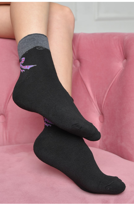 Шкарпетки махрові жіночі медичні без гумки чорного кольору розмір 36-41 169096L