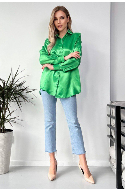 Сорочка жіноча атласна зеленого кольору 169101L