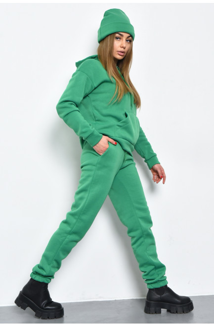 Спортивний костюм жіночий на флісі 3-ка зеленого кольору розмір 42-44 169205L