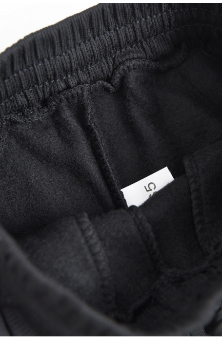 Спортивные штаны детские для мальчика на флисе черного цвета 169261L