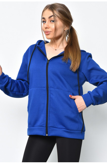Спортивная кофта женская на флисе синего цвета 169272L