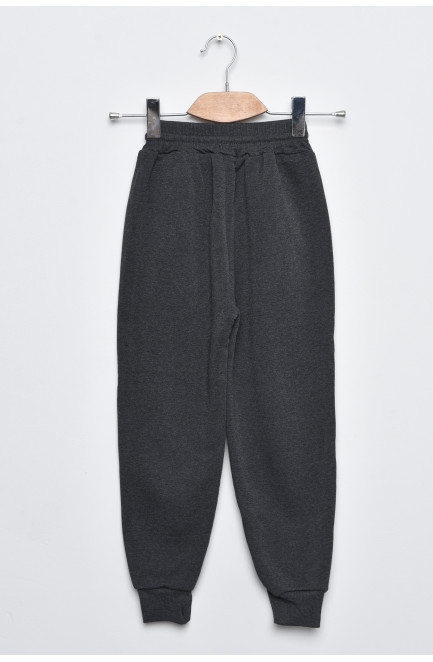Спортивні штани дитячі для хлопчика на флісі темно-сірого кольору 169275L