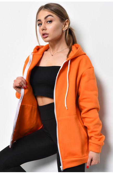 Спортивная кофта женская на флисе оранжевого цвета 169279L