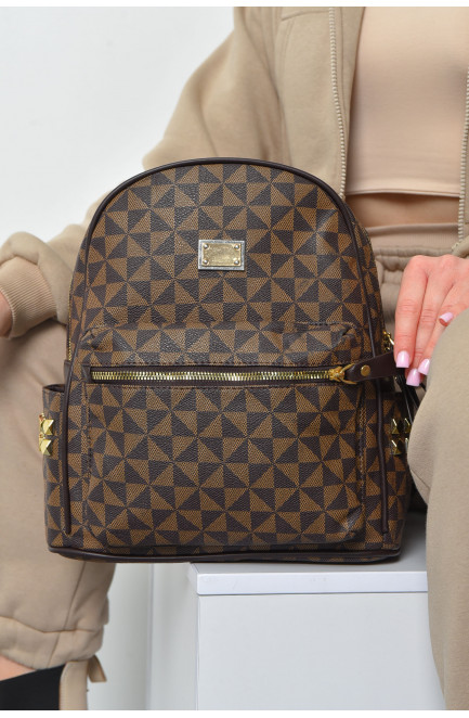 Рюкзак жіночий з принтом коричневого кольору 169307L