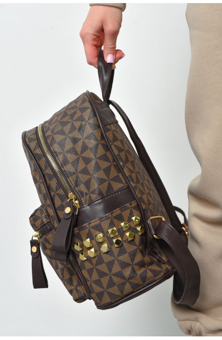 Рюкзак женский с принтом коричневого  цвета 169307L