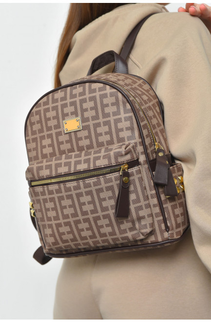 Рюкзак жіночий з принтом коричневого кольору 169314L