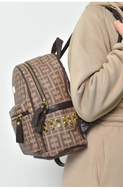 Рюкзак женский с принтом коричневого  цвета 169314L
