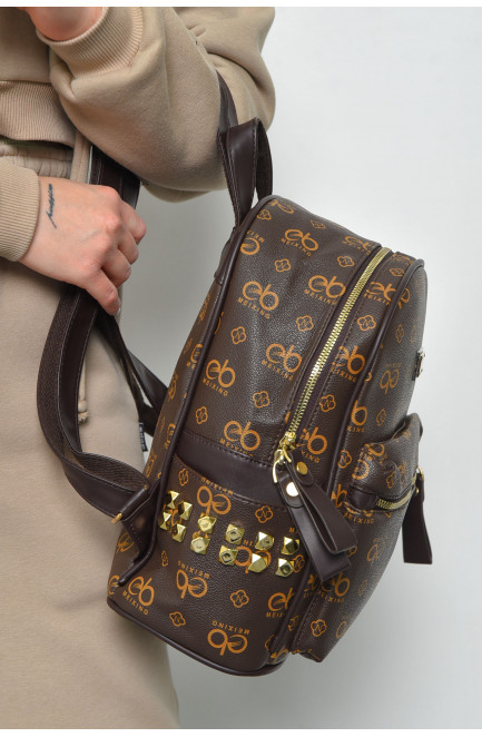 Рюкзак женский с принтом коричневого  цвета 169315L